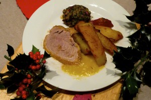 Christmas Roast Duck, with crispy, goose-fat roast potatoes and orange sauce